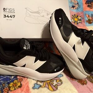 New Balance x FIGS Black and White Sneakers